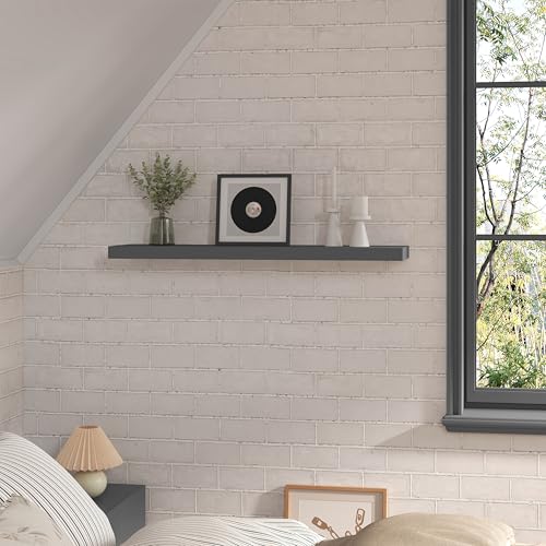 WOLTU RG9370dgr - Etagère murale flottante - MDF Gris foncé - 90 x 22,9 x 3,8 cm