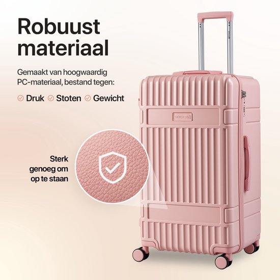 SKYCASES Valise de voyage à coffre - Classic Heritage - Valise extra-large - 110L - Serrure TSA - Trolley léger - 78x44x36 cm - Valise à roulettes à coffre - Roues pivotantes - Rose