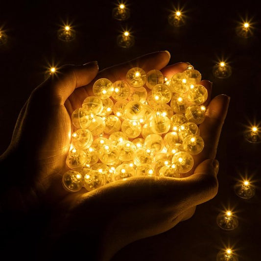 Partizzle 50x Mini Lumières LED - Petites Lumières de Fête pour Ballons - Lumières de Fête avec Eclairage d'Ambiance - Anniversaire, Mariage, Halloween, Noël et Festival - Décoration Lampe pour Ballons - Lumière Blanc Chaud