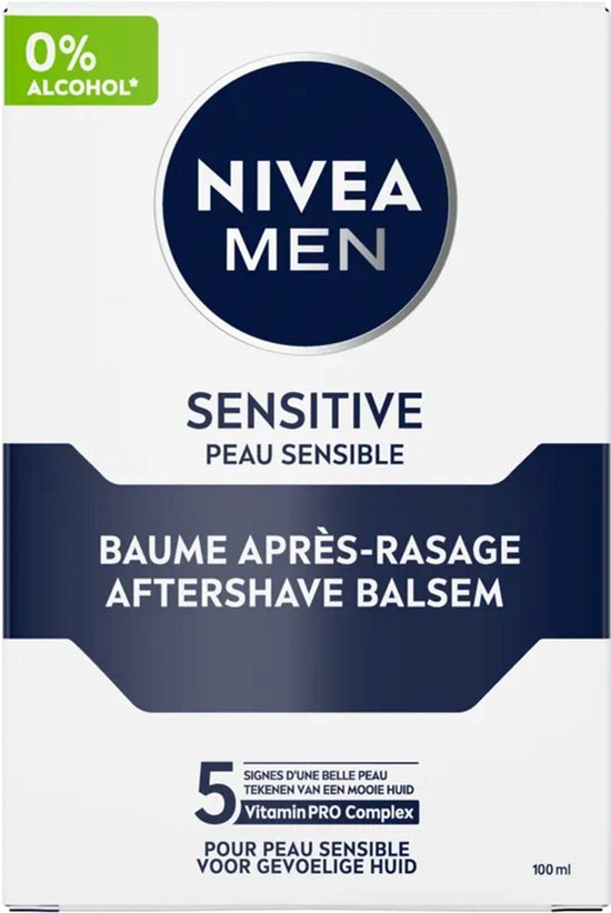 Baume après-rasage NIVEA MEN Sensitive - pour peaux sensibles - pénètre rapidement - sans alcool - 100 ml