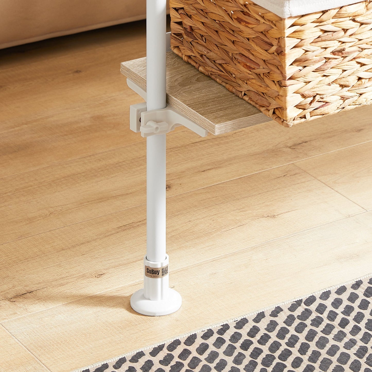 SoBuy KLS15-WN Porte-vêtements télescopique - réglable - 5 étagères - 1 tringle - L 97 x H (193-262) cm