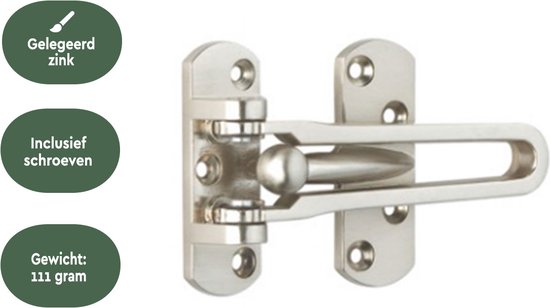 BRASQ Arrêtoir de porte avec matériel de fixation, argent - Sécurité des portes - Protection contre les effractions