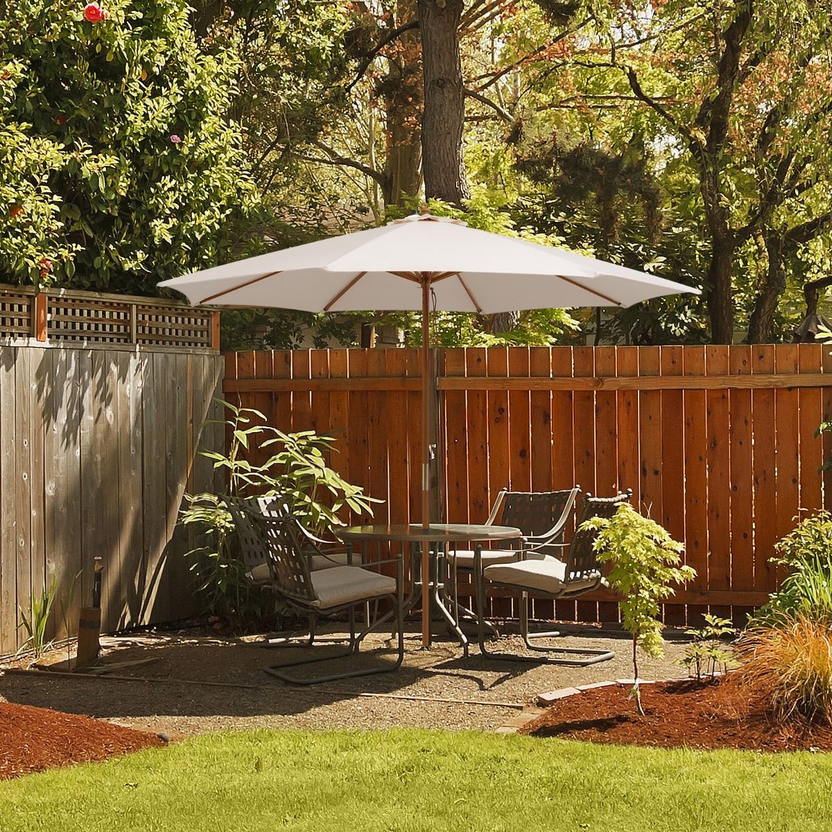 Parasol Coast Terrace - Bois - Beige - 300x300x262cm