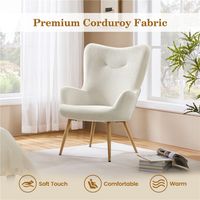 Yaheetech Fauteuil de salon en velours côtelé à dossier haut 68 × 70 × 97,5 cm Beige