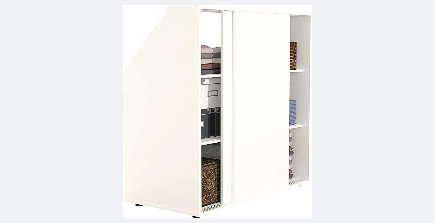 VDD White angled wall cupboard 100×100×50 cm - armoire de rangement compacte pour le grenier ou la chambre à coucher