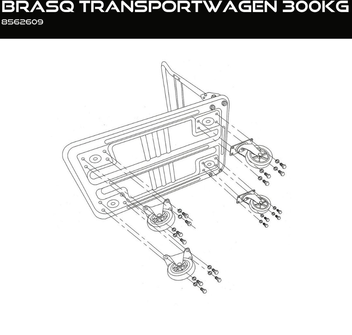 BRASQ Chariot à plate-forme pliable - Capacité 300 KG - Chariot de transport - Chariot de stockage - Chariot à plate-forme