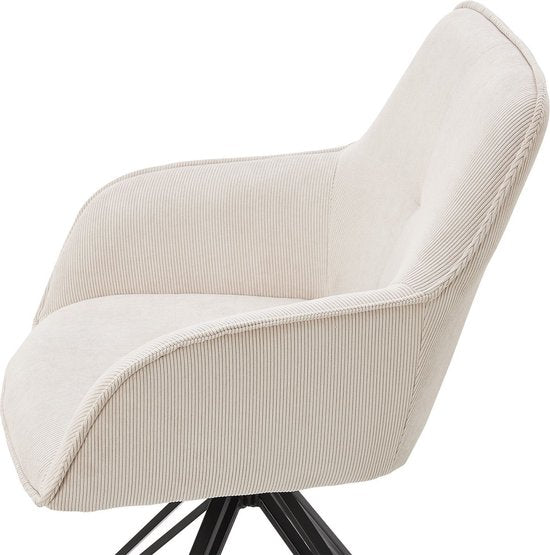Chaise de salle à manger / Chaise pivotante / Chaise baquet Clyde - Corduroy Beige - Base en métal