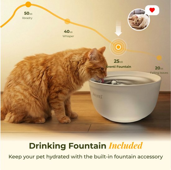Arenti Petfeeder2 : distributeur automatique de nourriture 4 L avec caméra orientable - fontaine 3 L - pour chats et chiens – distributeur intelligent avec caméra – 3 MP (2K) et vision nocturne – Audio bidirectionnel – Distributeur automatique de nourritu