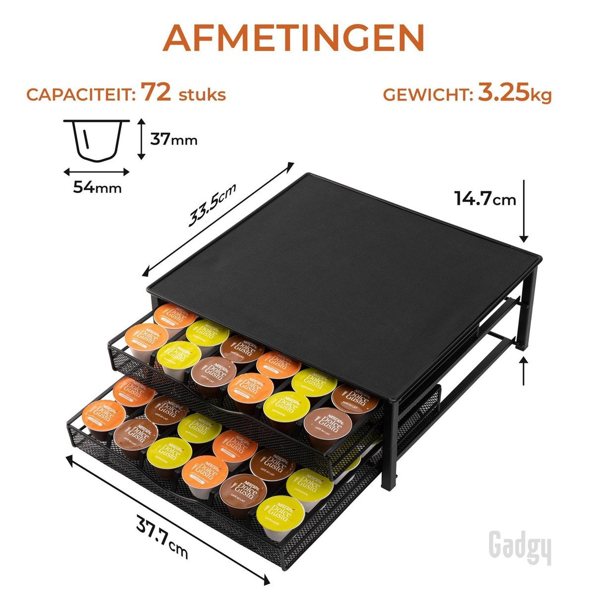 Adapté aux porte-capsules Dolce Gusto - Porte-capsules à café avec 2 tiroirs - 72 porte-capsules Dolce Gusto - antidérapant et anti-vibrations - cadeau de la fête des pères