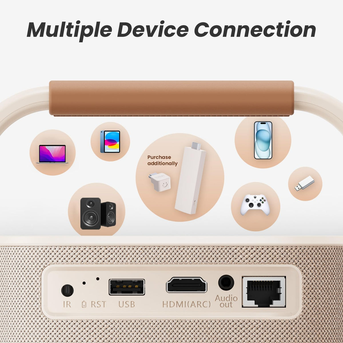 Projecteur d'extérieur Yaber T2 - Résolution native 1080p - Wi-Fi 6 - Audio JBL et Dolby - Batterie intégrée - Bluetooth