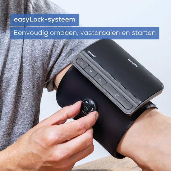 Tensiomètre Beurer BM 81 Smart pour le bras - Brassard EasyLock intégré 24-40 cm - Bluetooth® - Indicateur de risque - Technologie d'inflation - Mémoire pour 2 utilisateurs - Rythme cardiaque irrégulier - Application gratuite : Health Manager pro - Garant