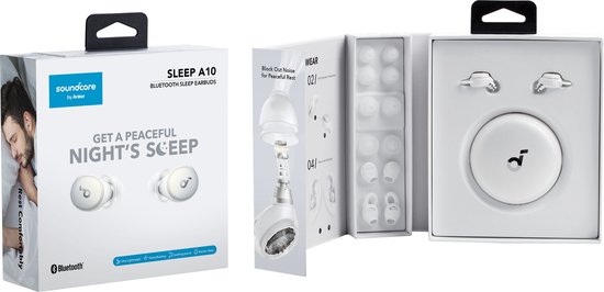 soundcore by Anker Sleep A10 - Bouchons d'oreilles Bluetooth pour le sommeil - Bouchons d'oreilles anti-bruit pour le sommeil - Ajustement confortable - Bluetooth 5.2 - Application - Pour des berceuses illimitées - Moniteur de sommeil