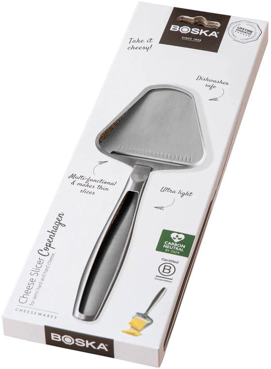 Boska Cheese Slicer Copenhagen - Tranche fromage à pâte dure - Tranche fromage pour vieux fromage - Résiste au lave-vaisselle - Tranche fromage multifonctionnel - acier inoxydable - 220 x 74 x 20 mm - Ustensiles de cuisine - Accessoires de cuisine - Garan