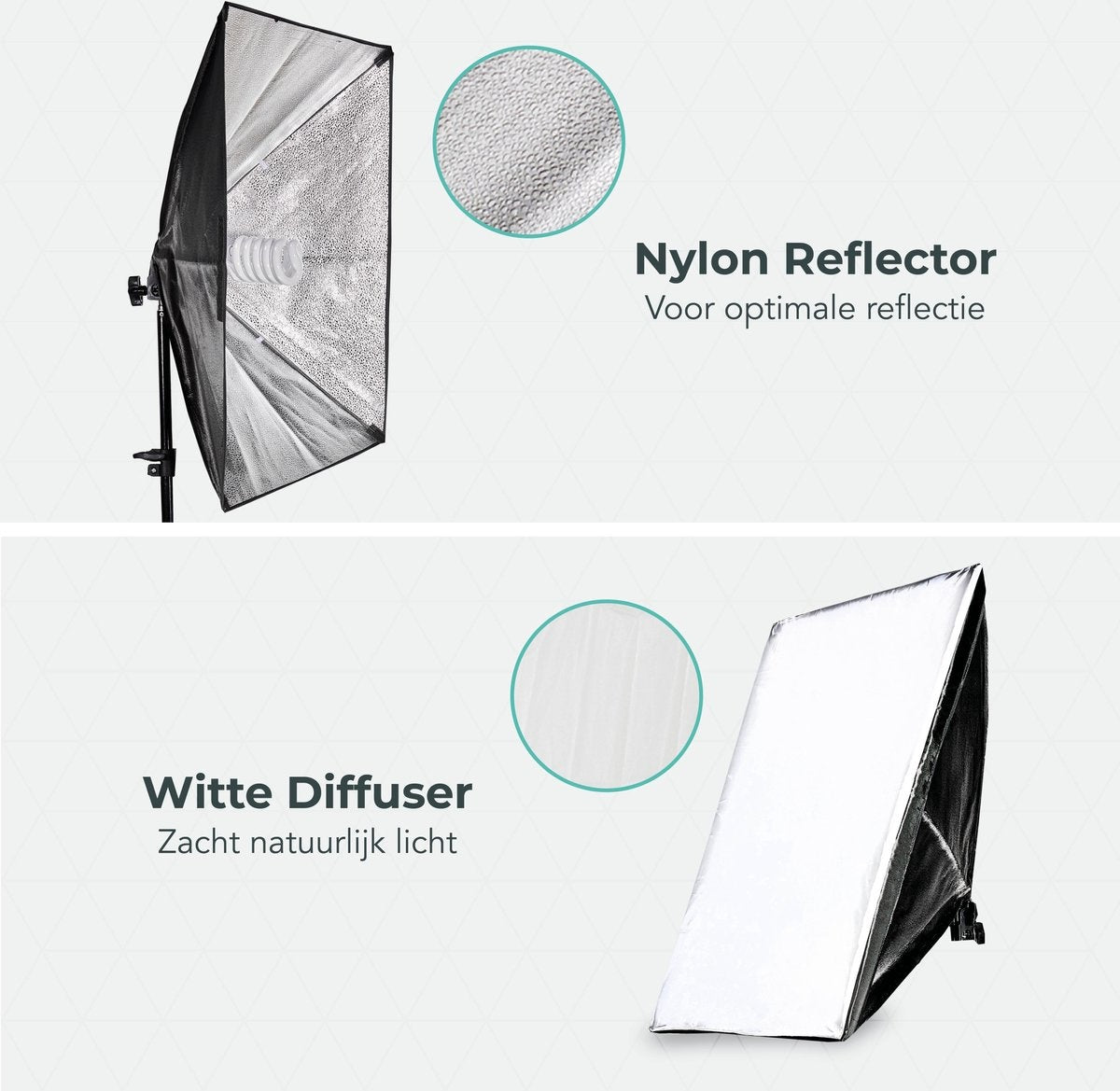 Lampe de studio LifeGoods - Set complet avec sac de transport - 50x70 cm - Noir