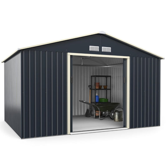 Coast Storage Shed - Avec porte coulissante et fentes d'aération - 340 x 255 x 210 cm - Métal