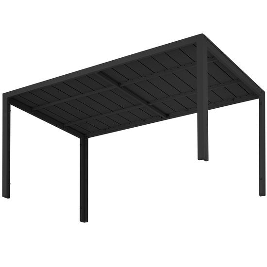 tectake® - Table de jardin 150 x 90 x 74,5 cm - Résistante aux intempéries, montage facile - Réglable - Structure en aluminium avec plateau en plastique - noir
