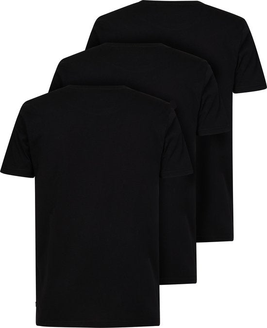 Lot de 3 t-shirts pour homme Petrol Industries - Col rond - Coton - Coupe classique - Lot de t-shirts à manches courtes - Lot de 3 pièces - Noir - Taille XL