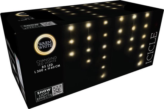 Guirlande lumineuse « IJspegel » 300 cm - Blanc chaud - Éclairage de Noël LED - Minuterie - Télécommande - Effets lumineux - Intérieur-Extérieur