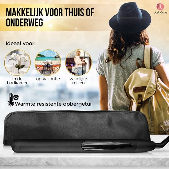 JC Straightener with Deluxe Storage Case - Straighteners - Ceramic Coating - Black / Gold