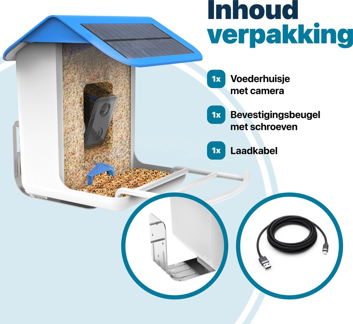 BOME - Mangeoire à oiseaux - Caméra et audio - Reconnaissance des oiseaux - Suspension de la mangeoire - Nourriture pour oiseaux