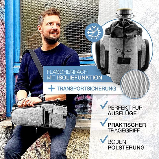 MIVELO - Sacoche de transport - sac à bagages vélo - extensible jusqu'à 20 l - résistant à l'eau - 20 l gris