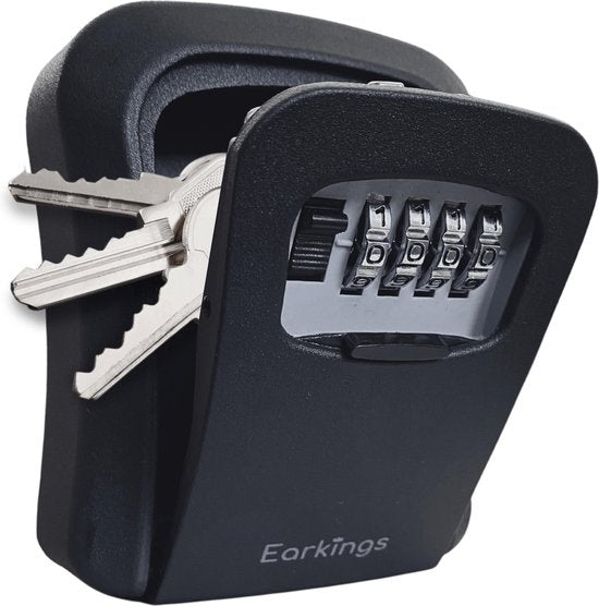 Coffre à clés - Coffre à clés avec code pour l'extérieur - Armoire à clés avec fixation murale - Earkings Coffre à clés avec serrure à combinaison noir