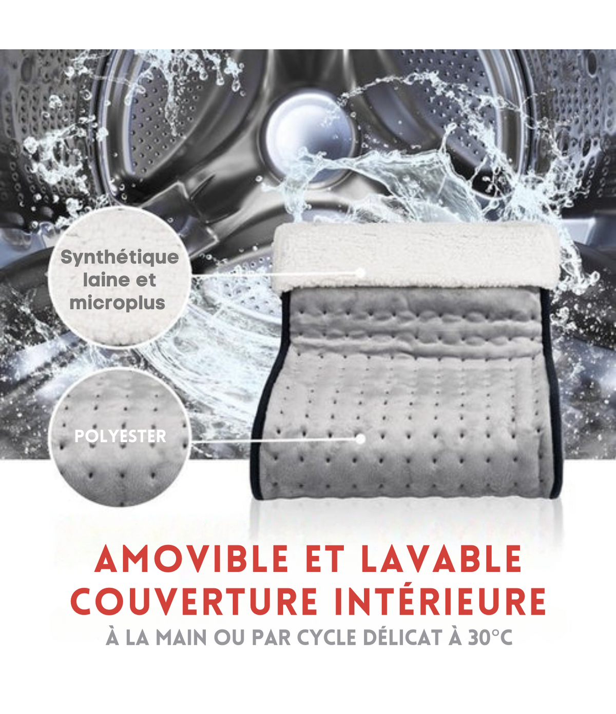 Coussin chauffant - Alpina - Chauffe-pieds électrique - Housse intérieure lavable - 3 niveaux de chaleur - Gris