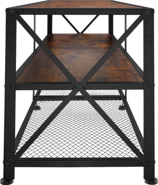 tectake - Meuble TV - Indianapolis - brun foncé industriel - 404543