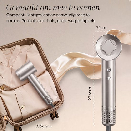 Sèche-cheveux Sansbeauté® avec diffuseur - Boucles - 110 000 tr/min - Sèche-cheveux ionique avec brosse - 3 vitesses - 3 embouts - Sèche-cheveux de voyage - Sèche-cheveux - Kit pour boucles - Sèche-cheveux avec diffuseur - Sèche-cheveux professionnel - 2