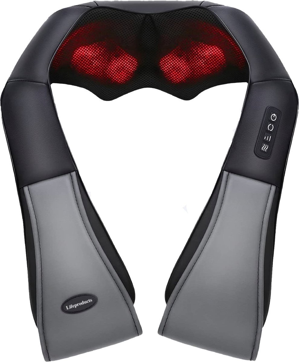 Masseur - Lifeproducts - Coussin de massage Shiatsu - Masseur de cou et dos avec fonction chaleur
