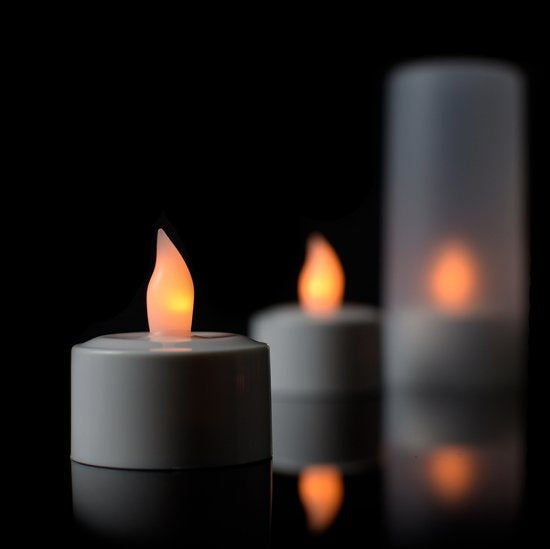 Bougies LED + Base rechargeable - Lampes à thé sûres - Décoration - 12 pièces + coupes