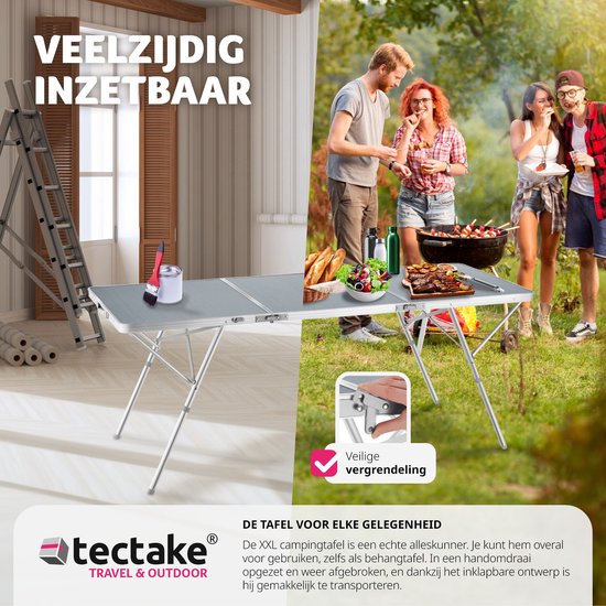 tectake® - Table de camping Table de camping Jumbo pliante - Structure en aluminium - 180 x 70 x 70,5 cm