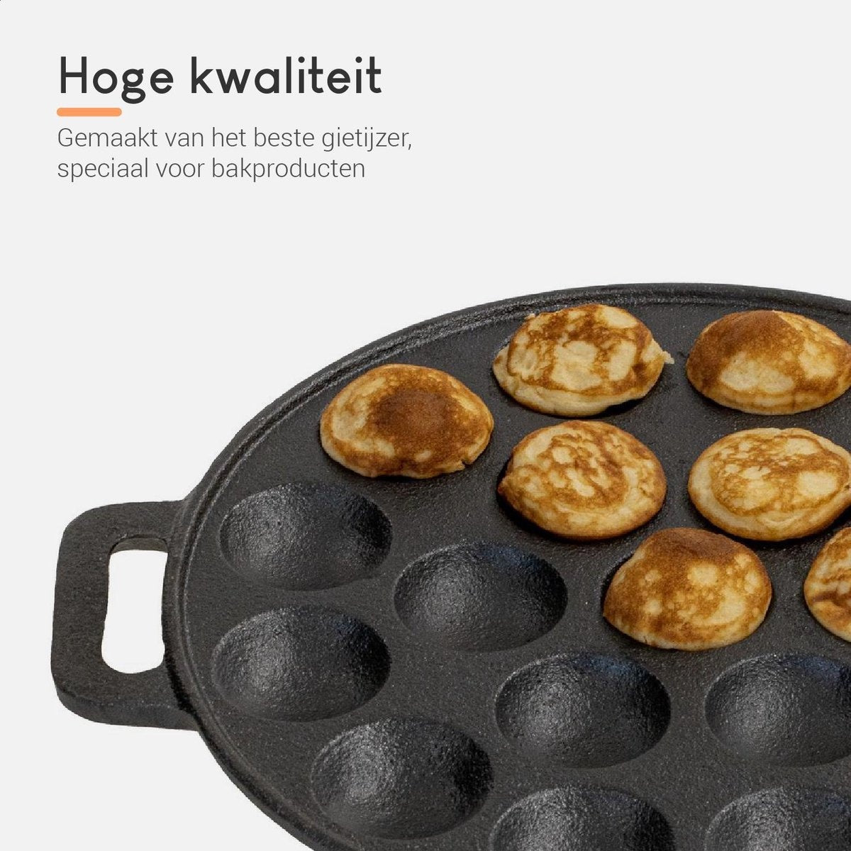 Set de Poffertjes - Ocina -19 Poffertjes - Compatible Induction - Inclus : Bouteille Doseuse, 6 Fourchettes et Gants Résistants à la Chaleur - Livre de Recettes Offert