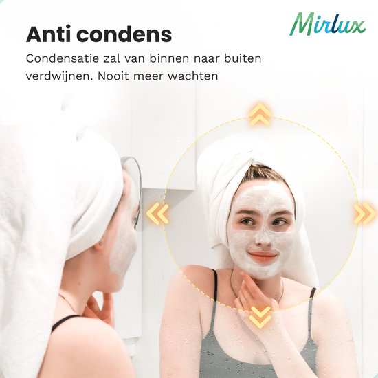 Mirlux Miroir de salle de bain avec éclairage LED et chauffage - Miroir mural rond - Miroir de douche anti-condensation - Cadre doré - 80CM