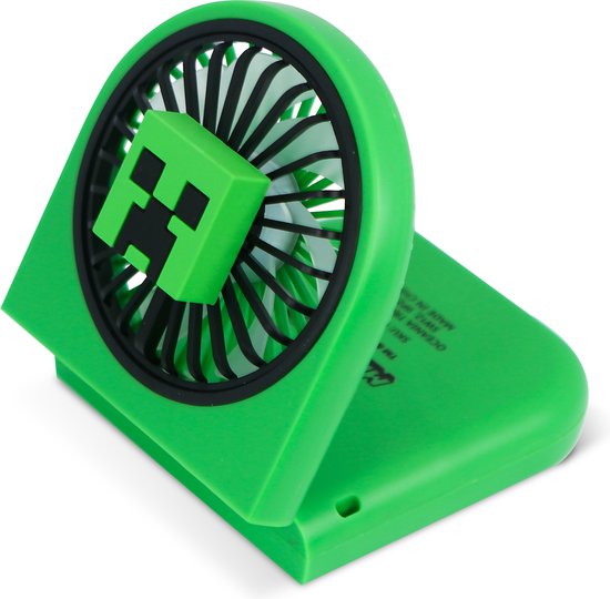 Minecraft - ventilateur - pliable - deux vitesses - rechargeable via USB-C - 4 heures d'autonomie - silencieux