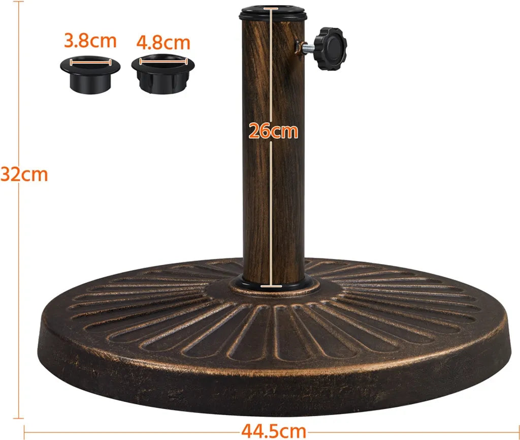 Pied de parasol Yaheetech 10 kg Ø 46 cm - Bronze - Pied de parasol rond pour mâts de parasol Ø 38/48 mm