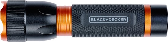 BLACK+DECKER Lampe de poche LED 60 Lumen - 1W - Pile AA (Excl.) - Portée 65M - 3 modes d'éclairage : Haut, Bas, Pulsé - Noir/Orange