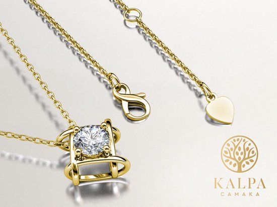 Yolora Collier femme avec pendentif - Cristal Kalpa Camaka - Couleur or - Plaqué or jaune 18K - Collier femme or - Bijoux - Coffret cadeau de luxe - Coffret cadeau - Coffret cadeau exclusif - Bel emballage cadeau