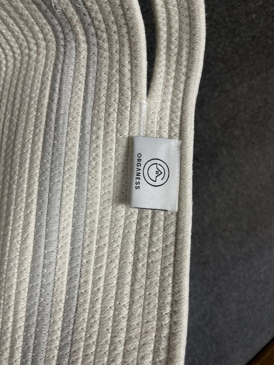 Panier à linge Organess - Trieur de linge - Pliable - 80L - Coton - Blanc & Gris