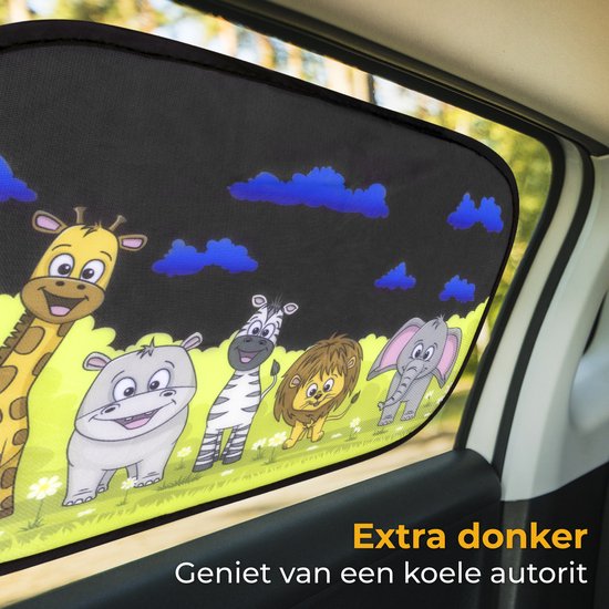 Pare-soleil Nuvance pour voiture - Lot de 2 - avec protection UV pour bébés et enfants - Pare-soleil pour vitres latérales - Autocollants - Taille unique - Animaux