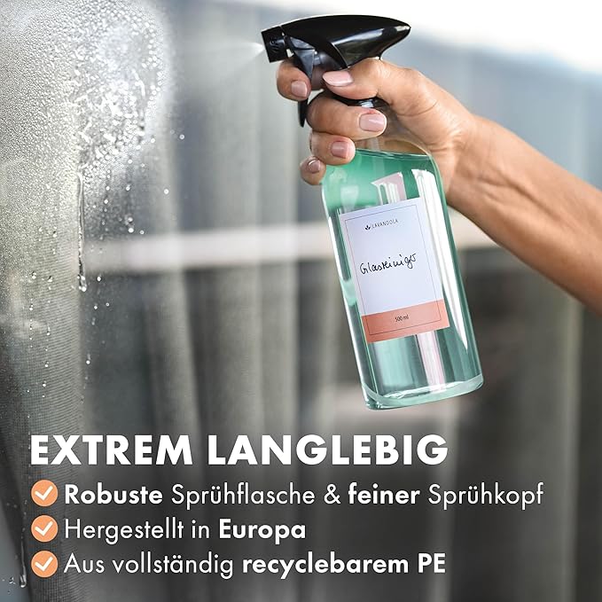 3 vaporisateurs de 500 ml avec étiquettes - pulvérisation fine et homogène, vaporisateur étanche et résistant pour les plantes, petit vaporisateur pour l'entretien automobile, vaporisateur, lot de 3 vaporisateurs