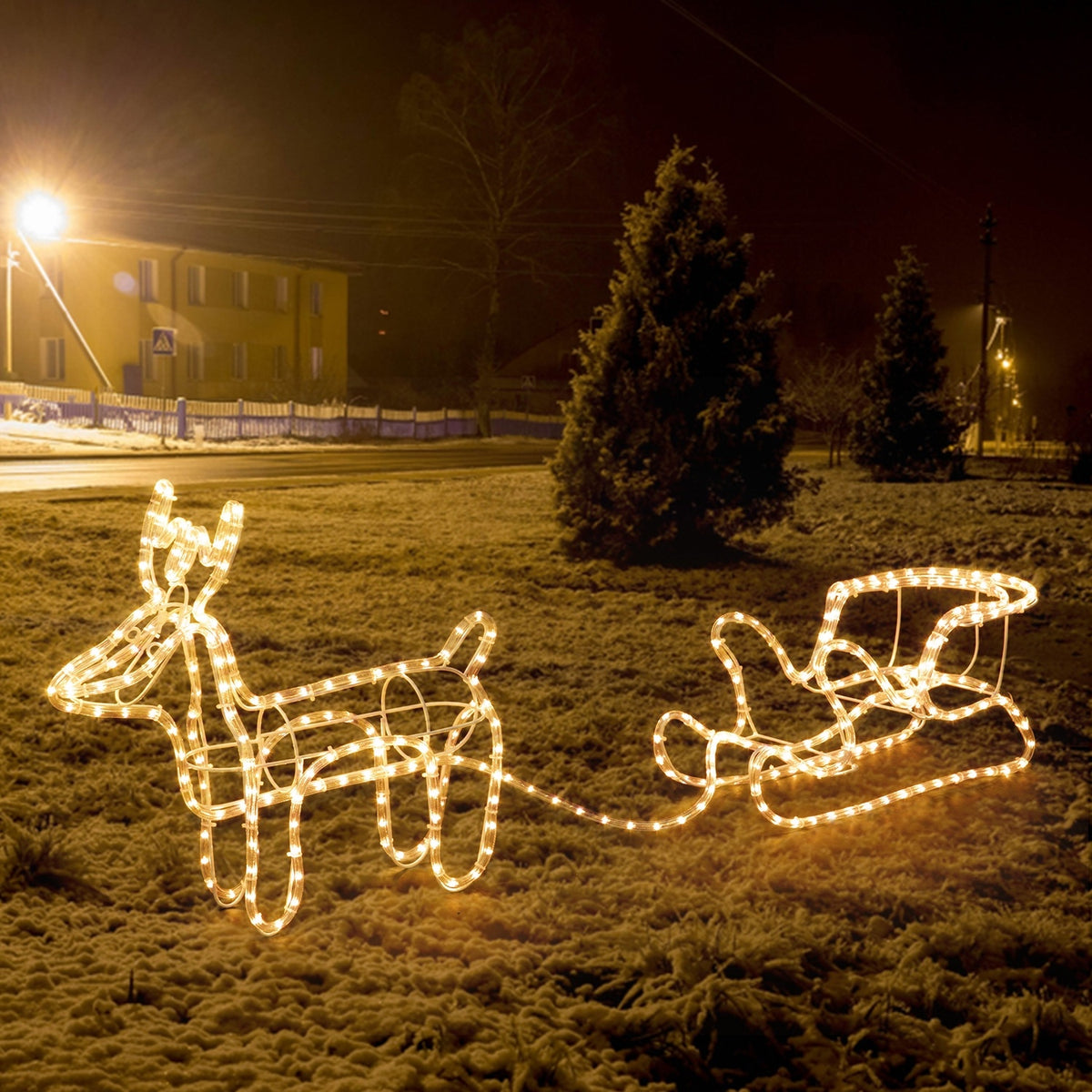 DecorativeLIghting - Lumières de Noël - Renne avec traîneau - Blanc chaud