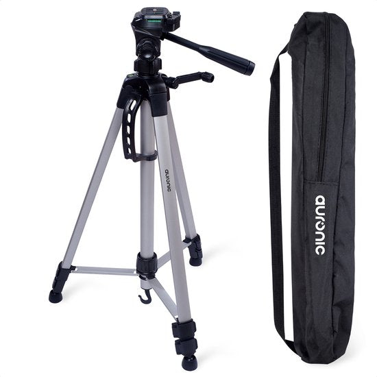 Auronic Trépied - Appareil photo - Téléphone - Iphone - Trépied avec support pour smartphone - Gris argenté