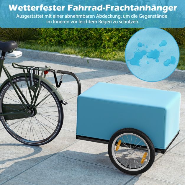Coast Bike Trailer Black/Blue - Chariot à bagages pliable avec housse, attelage et réflecteurs - 145,5 x 61 x 58 cm