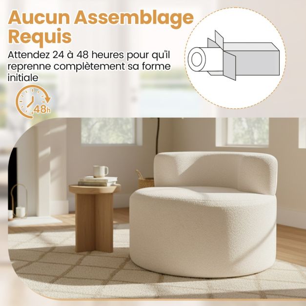 Coast Beanbag - forme poire - peluche - dossier - 82x82x59 cm - blanc
