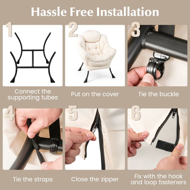 Fauteuil confortable avec tabouret - Coussin inclus - Fauteuil relax de luxe avec accoudoirs pour le salon, la chambre ou le bureau - Blanc