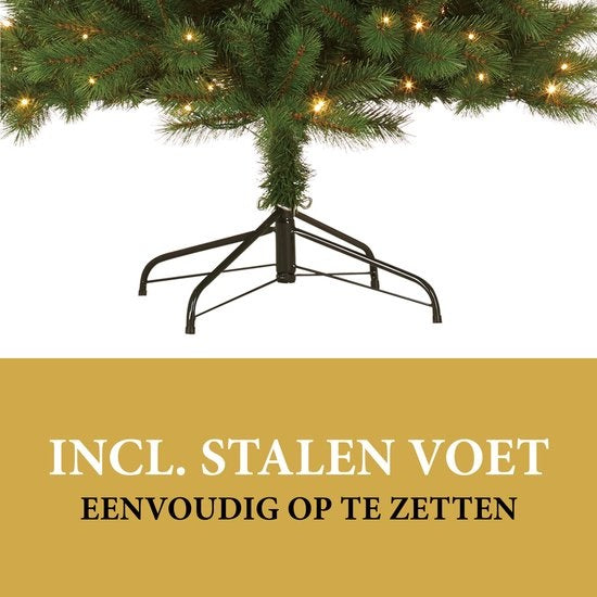 Giftsome Christmas Tree - Arbre de Noël artificiel avec lumières Led - Branches pliables - Lumière blanche chaude - 215 CM - Vert