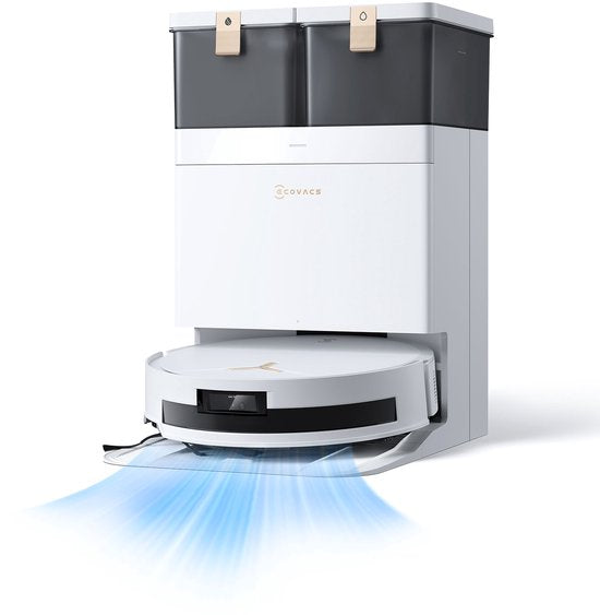 ECOVACS - DEEBOT T50 Max Pro Omni Gen 2 - Robot aspirateur et laveur de sol - Puissance d'aspiration de 18 500 Pa - Robot aspirateur autonettoyant avec système de lavage à l'eau chaude - Station de vidage automatique - Adapté aux poils d'animaux