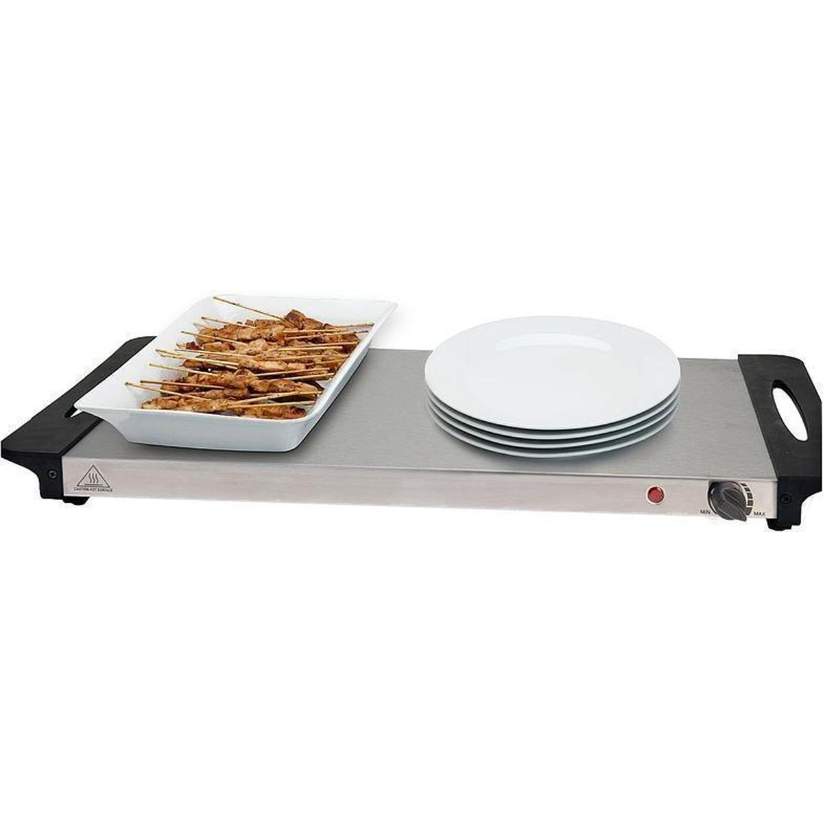 Chauffe plat et assiette - Excellent Electrics - Plaque chauffante - Acier inoxydable - 300W - 53 x 35 x 10cm - gris