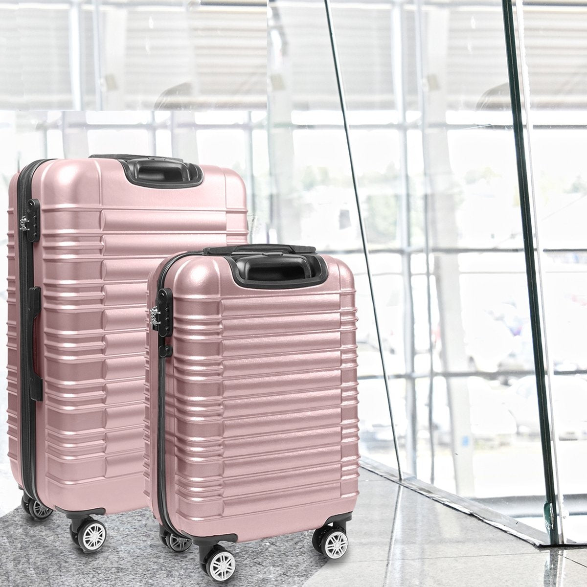 TRVLMORE Set de valises - 2 pièces - 38L (bagage à main) + 110L - Rose Gold